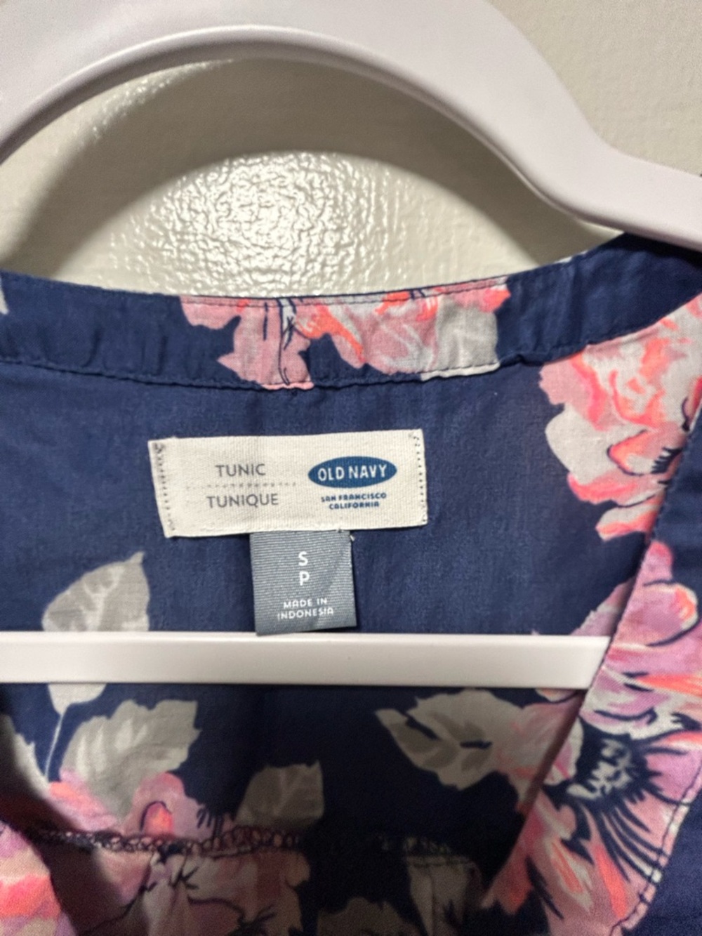 Old Navy Navy Floral Tunic with Pink & White Blooms